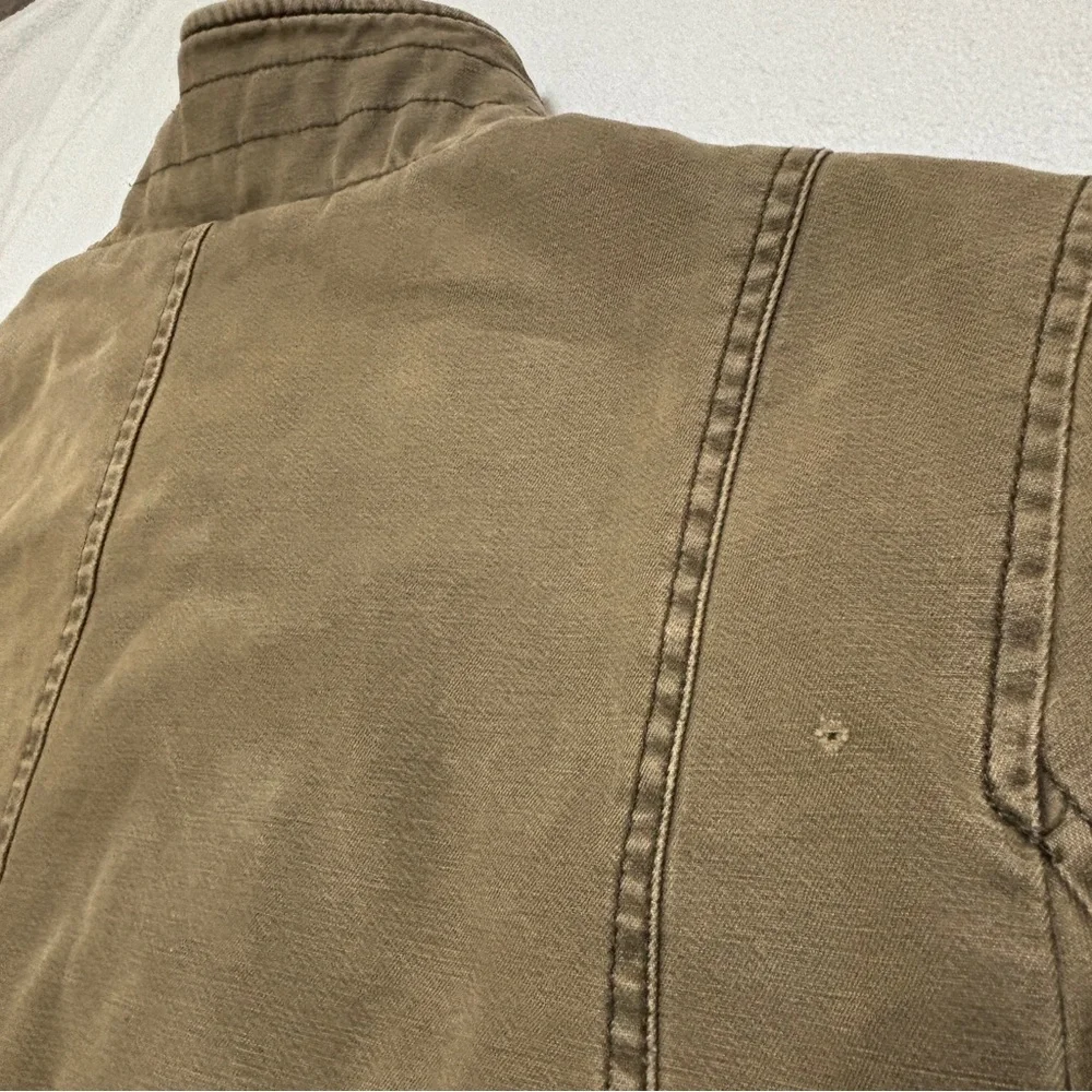 Levi's Men's Brown Quilted Green Military Jacket Zip Button Stand Collar Size L - Picture 14 of 14